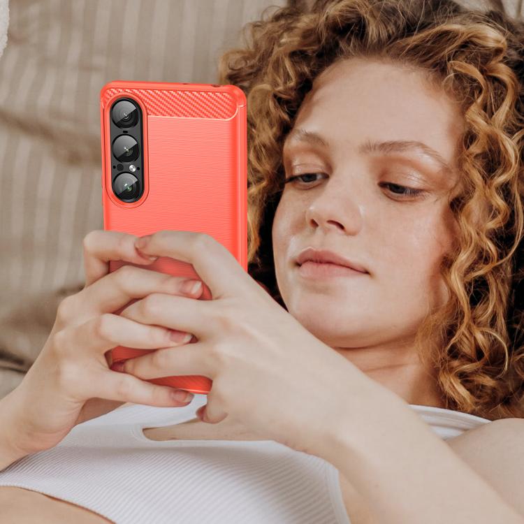 For Sony Xperia 1 VII Brushed Texture Carbon Fiber TPU Phone Case