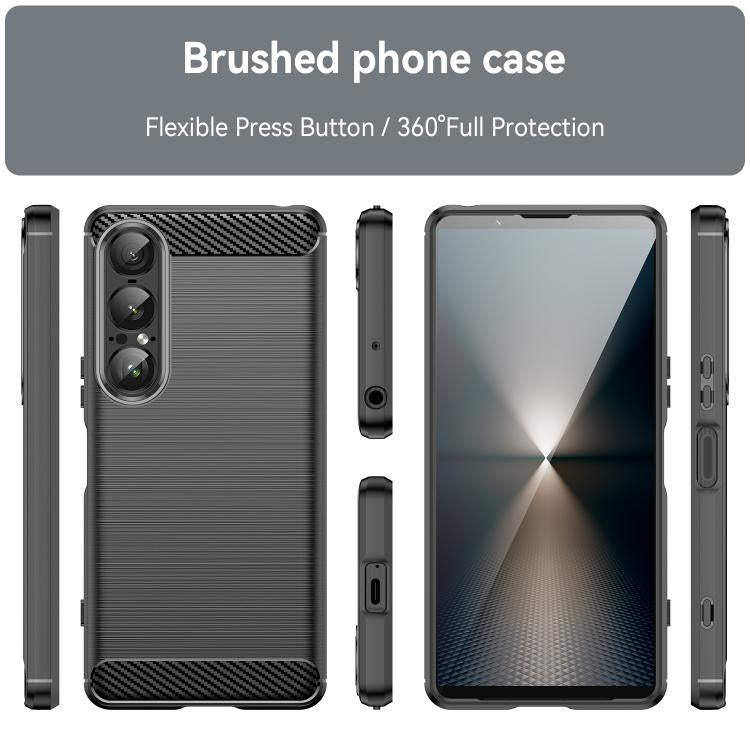 For Sony Xperia 1 VII Brushed Texture Carbon Fiber TPU Phone Case