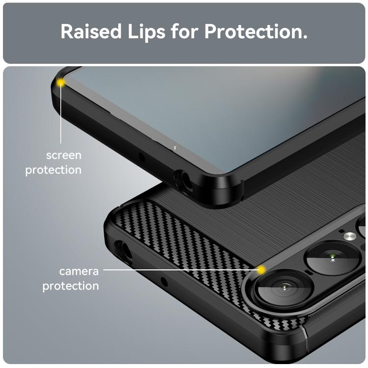 For Sony Xperia 1 VII Brushed Texture Carbon Fiber TPU Phone Case