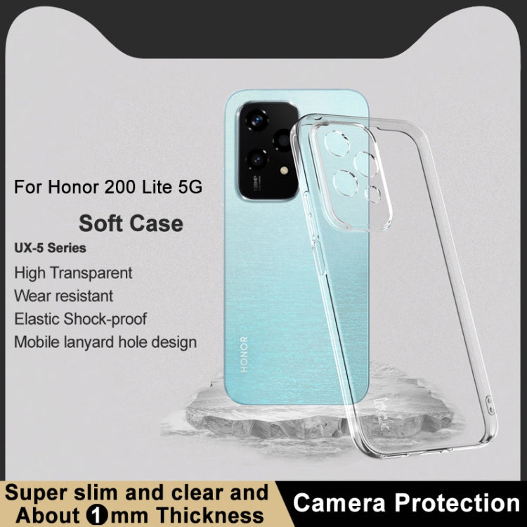 For Honor 200 Lite Global imak UX-5 Series Transparent Shockproof TPU Protective Case - Transparent