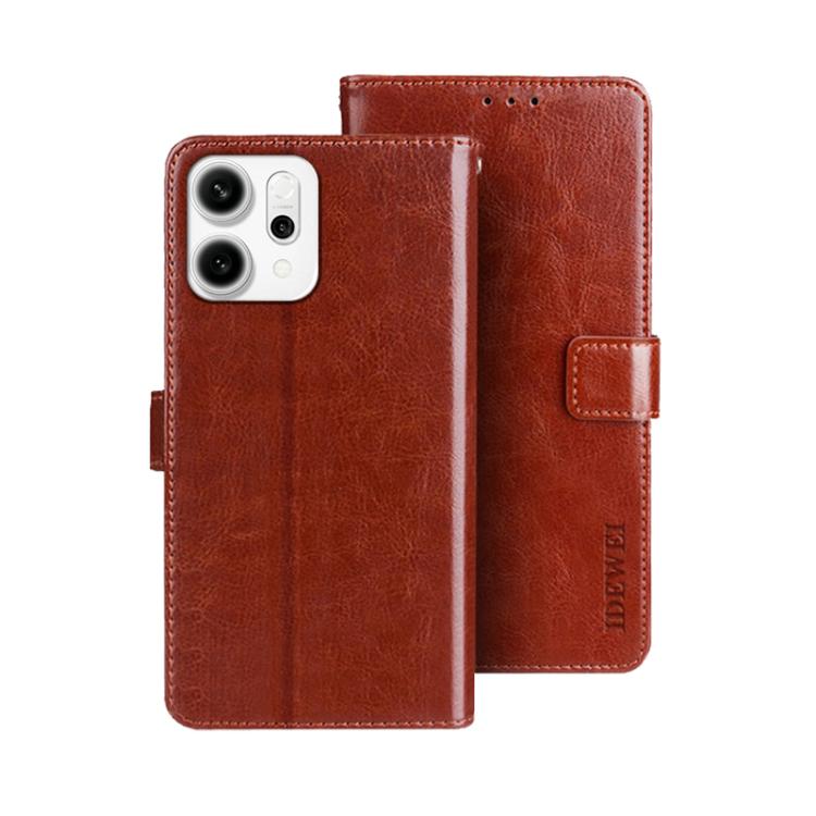 For OPPO Reno14 5G idewei Crazy Horse Texture Leather Phone Case