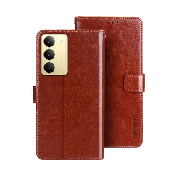 For Realme 14x idewei Crazy Horse Texture Leather Phone Case