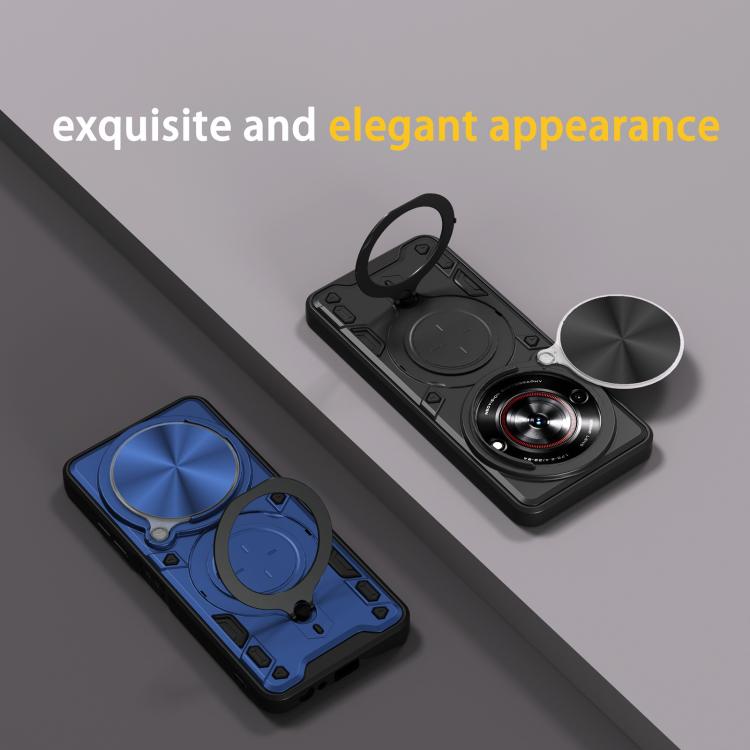 For ZTE nubia Focus /Blade A75 5G CD Texture Sliding Camshield Magnetic Holder Phone Case