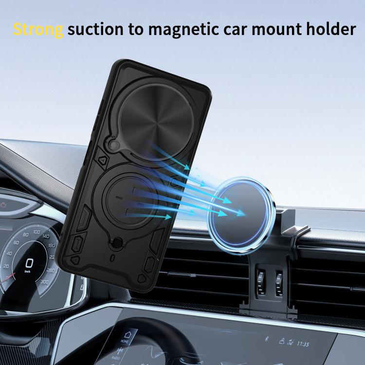 For ZTE nubia Focus /Blade A75 5G CD Texture Sliding Camshield Magnetic Holder Phone Case
