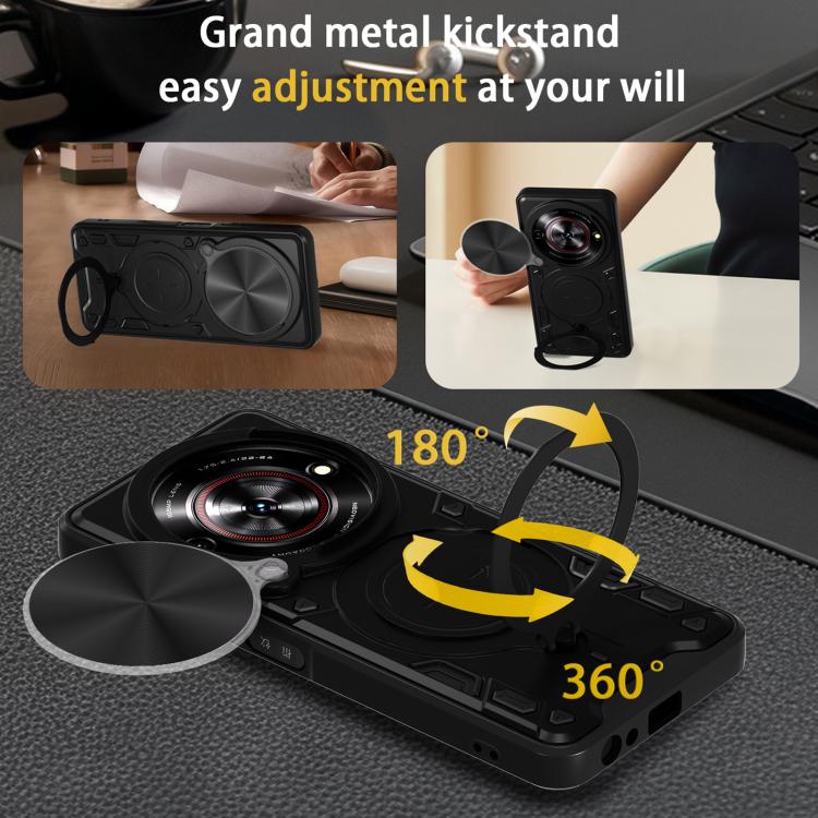 For ZTE nubia Focus /Blade A75 5G CD Texture Sliding Camshield Magnetic Holder Phone Case