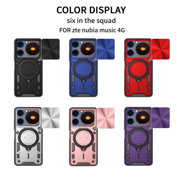 For ZTE nubia Music CD Texture Sliding Camshield Magnetic Holder Phone Case