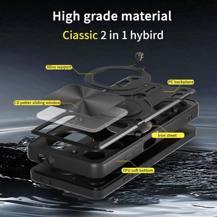 For ZTE nubia Music CD Texture Sliding Camshield Magnetic Holder Phone Case