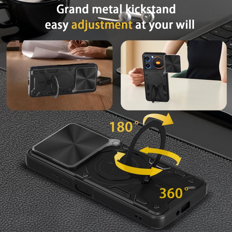 For ZTE nubia Music CD Texture Sliding Camshield Magnetic Holder Phone Case