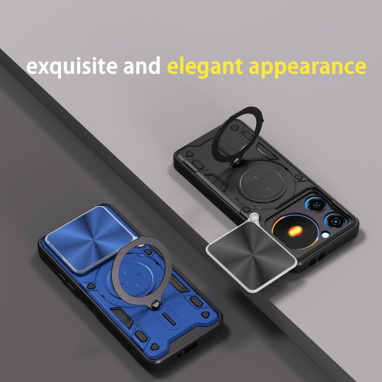 For ZTE nubia Music CD Texture Sliding Camshield Magnetic Holder Phone Case