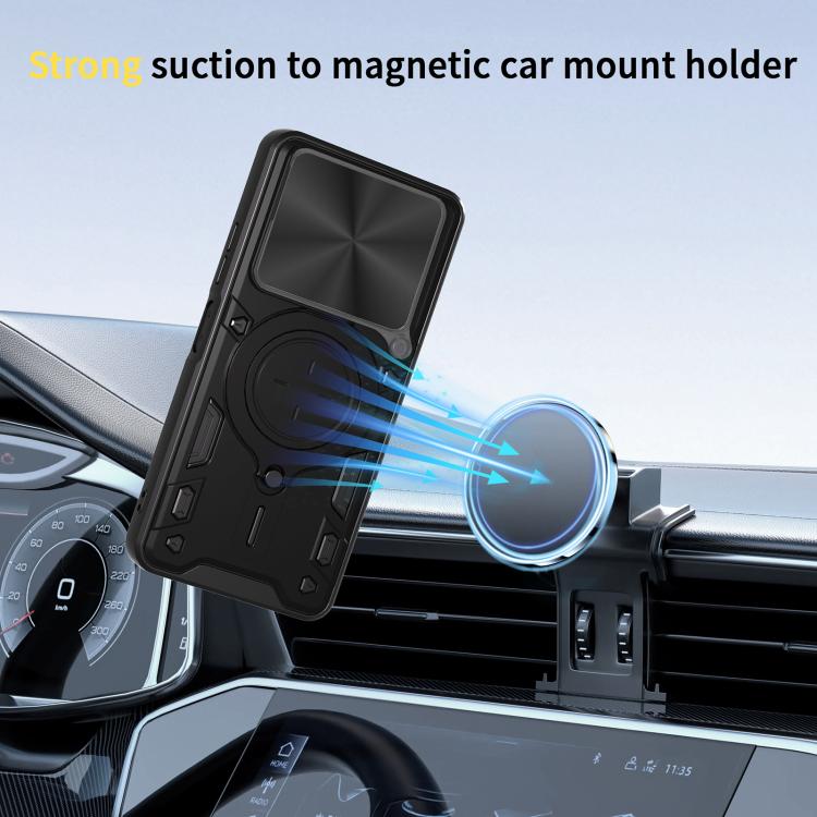 For ZTE nubia Music CD Texture Sliding Camshield Magnetic Holder Phone Case