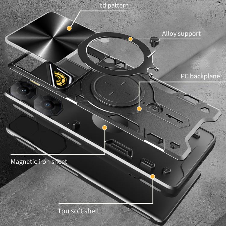 For ZTE nubia Neo 3 CD Texture Sliding Camshield Magnetic Holder Phone Case