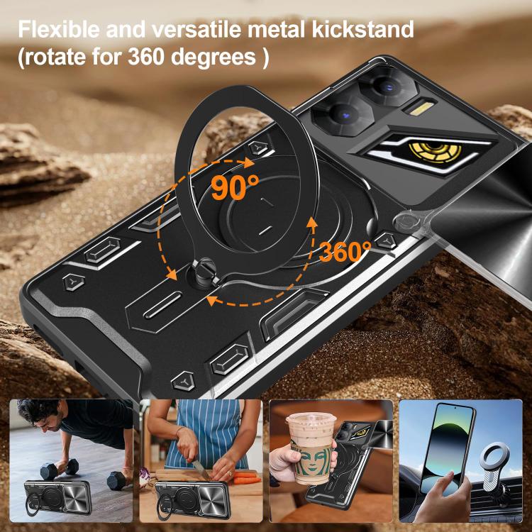 For ZTE nubia Neo 3 CD Texture Sliding Camshield Magnetic Holder Phone Case