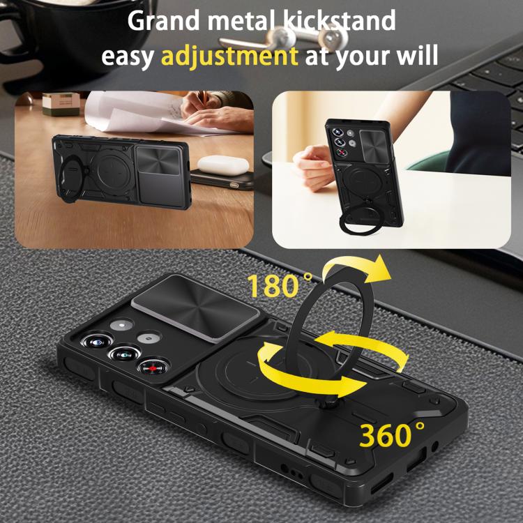For ZTE nubia RedMagic 10 Pro CD Texture Sliding Camshield Magnetic Holder Phone Case
