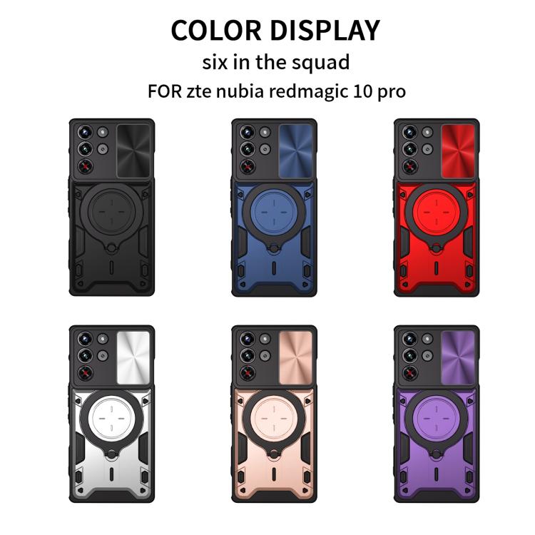 For ZTE nubia RedMagic 10 Pro CD Texture Sliding Camshield Magnetic Holder Phone Case