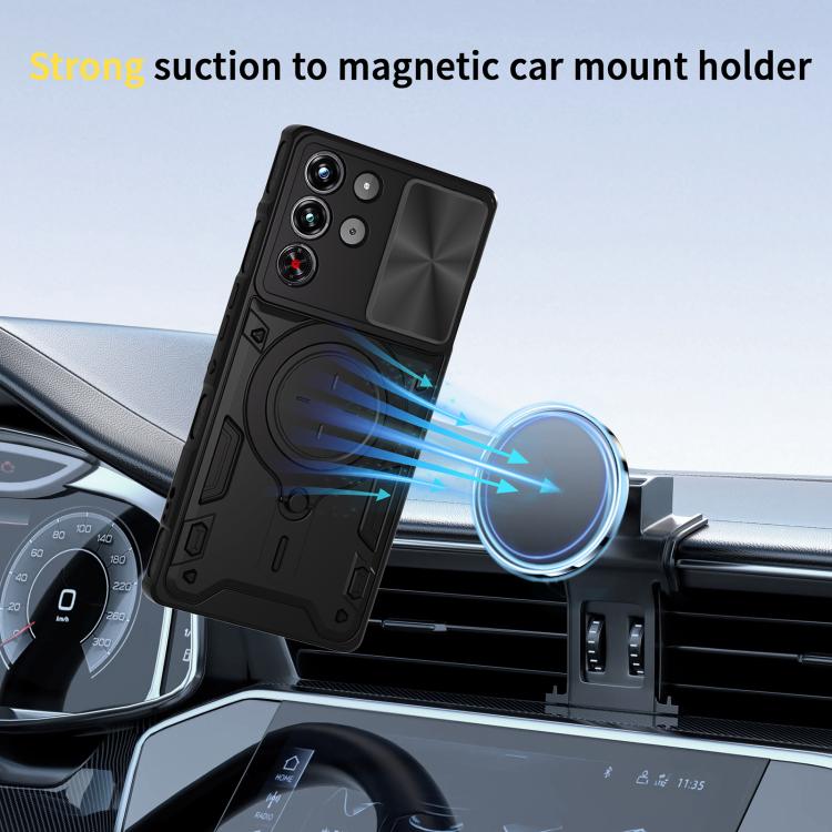 For ZTE nubia RedMagic 10 Pro CD Texture Sliding Camshield Magnetic Holder Phone Case