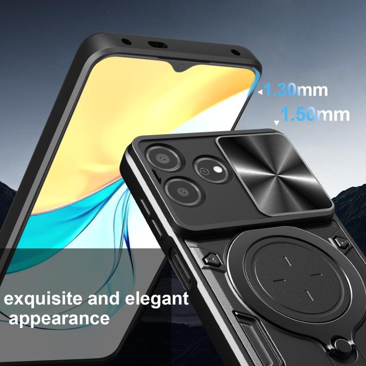 For ZTE Axon 50 Lite 4G CD Texture Sliding Camshield Magnetic Holder Phone Case