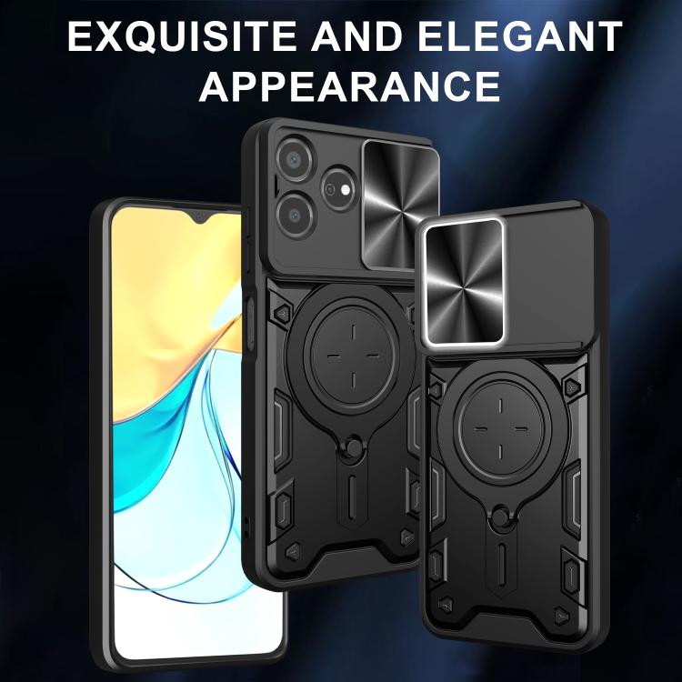For ZTE Axon 50 Lite 4G CD Texture Sliding Camshield Magnetic Holder Phone Case