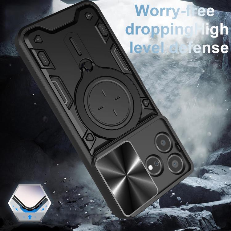 For ZTE Axon 50 Lite 4G CD Texture Sliding Camshield Magnetic Holder Phone Case