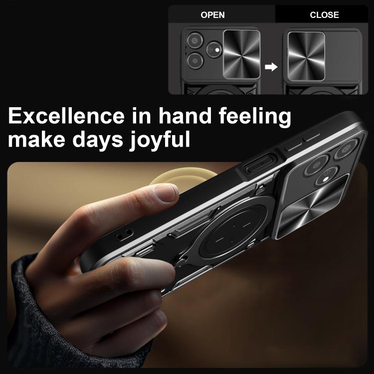 For ZTE Axon 50 Lite 4G CD Texture Sliding Camshield Magnetic Holder Phone Case
