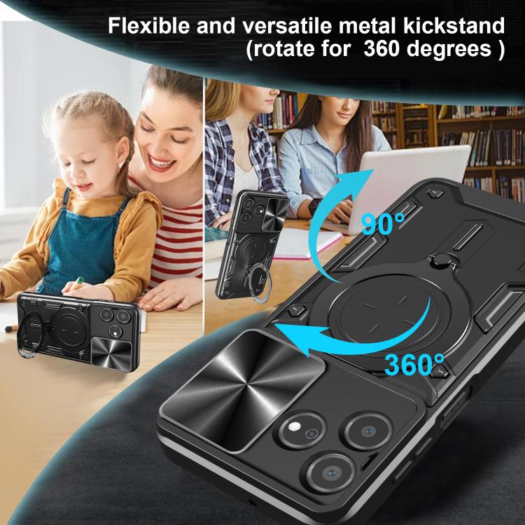 For ZTE Axon 50 Lite 4G CD Texture Sliding Camshield Magnetic Holder Phone Case