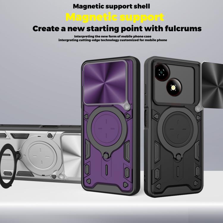 For ZTE Blade A35e 5G CD Texture Sliding Camshield Magnetic Holder Phone Case
