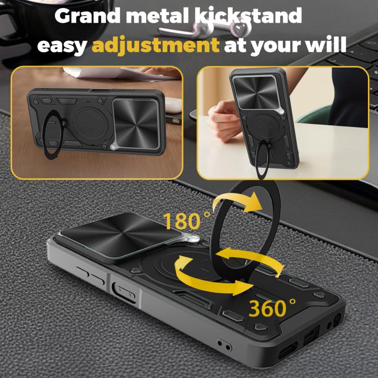 For ZTE Blade A35e 5G CD Texture Sliding Camshield Magnetic Holder Phone Case