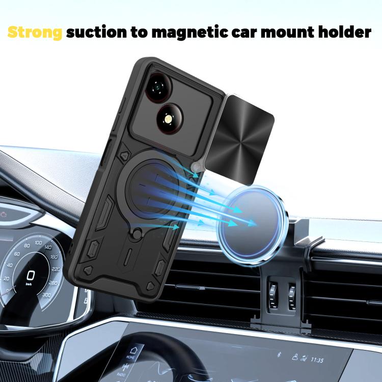 For ZTE Blade A35e 5G CD Texture Sliding Camshield Magnetic Holder Phone Case