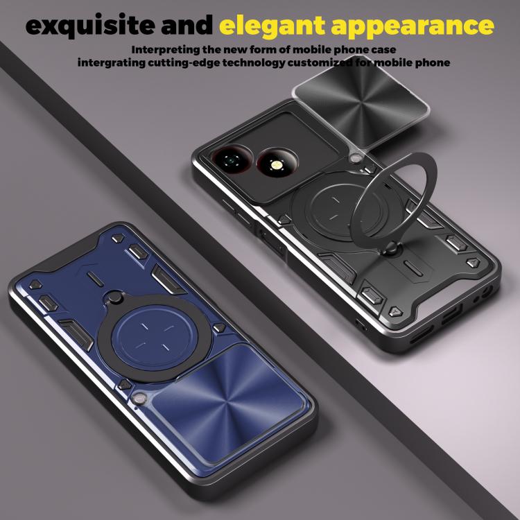 For ZTE Blade A35e 5G CD Texture Sliding Camshield Magnetic Holder Phone Case