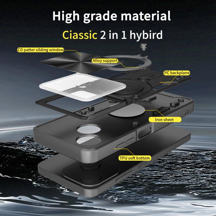 For ZTE Blade A35e 5G CD Texture Sliding Camshield Magnetic Holder Phone Case