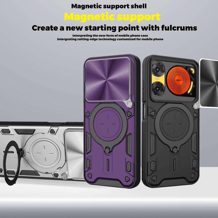 For ZTE nubia Music 2 CD Texture Sliding Camshield Magnetic Holder Phone Case