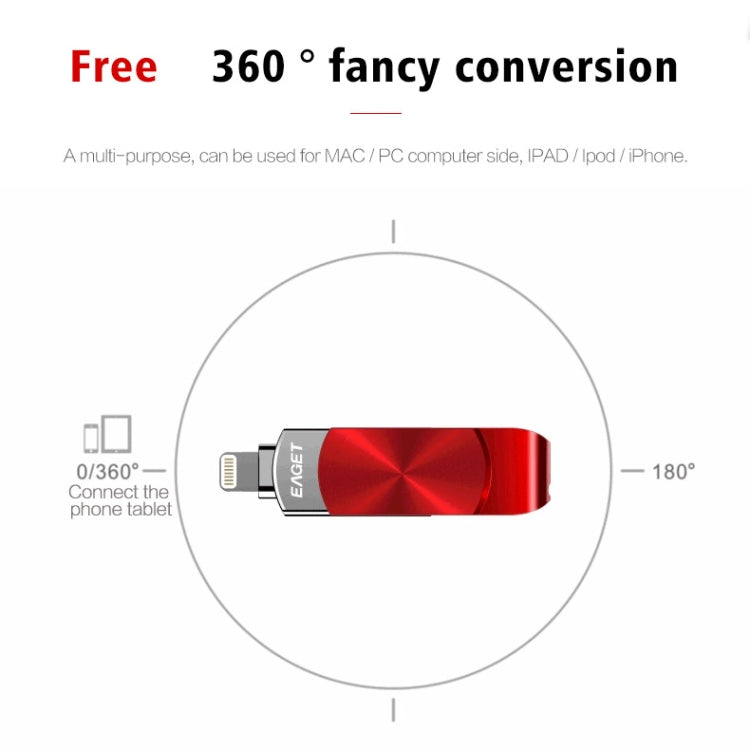 EAGET 128GB USB + 8 Pin Interface Metal Twister Flash U Disk