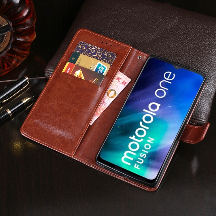 For Motorola One Fusion idewei Crazy Horse Texture Horizontal Flip Leather Case with Holder & Card Slots & Wallet