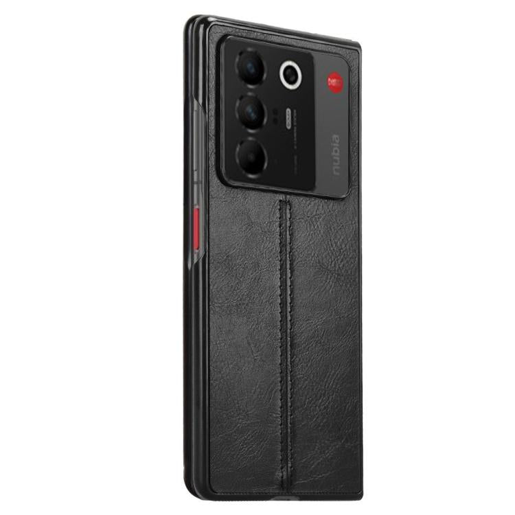 For ZTE Nubia Fold Cow Pattern Sewing Back Cover Phone Case
