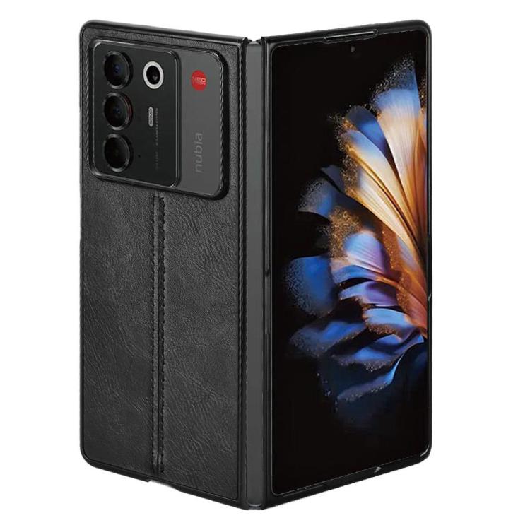 For ZTE Nubia Fold Cow Pattern Sewing Back Cover Phone Case