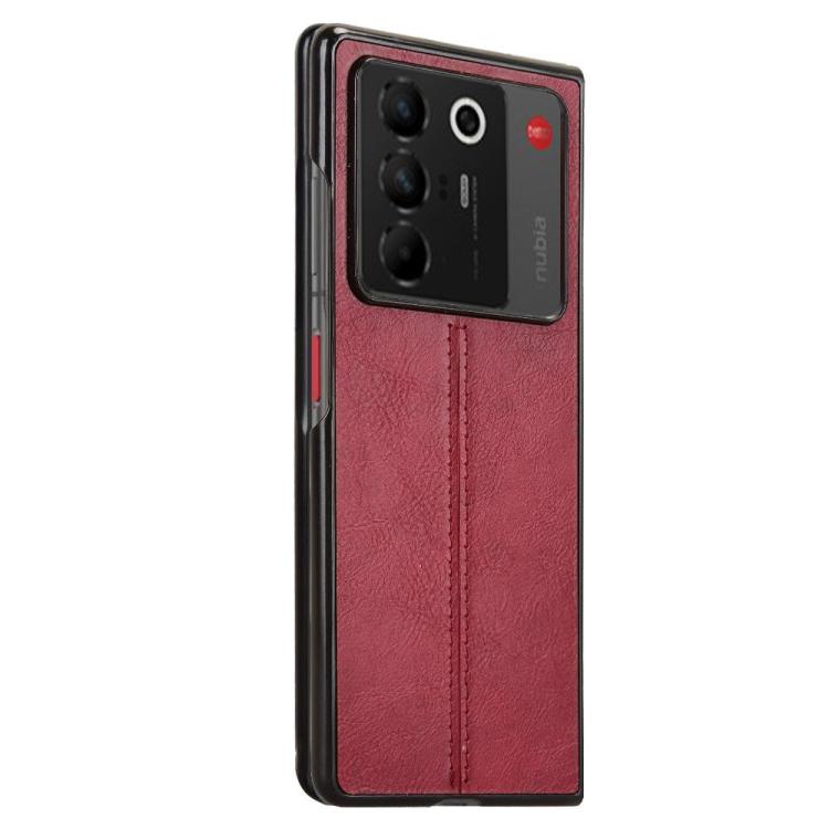 For ZTE Nubia Fold Cow Pattern Sewing Back Cover Phone Case