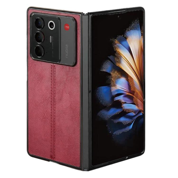 For ZTE Nubia Fold Cow Pattern Sewing Back Cover Phone Case
