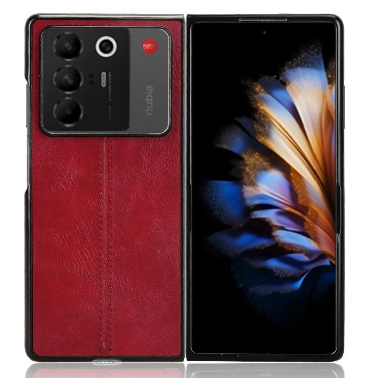 For ZTE Nubia Fold Cow Pattern Sewing Back Cover Phone Case