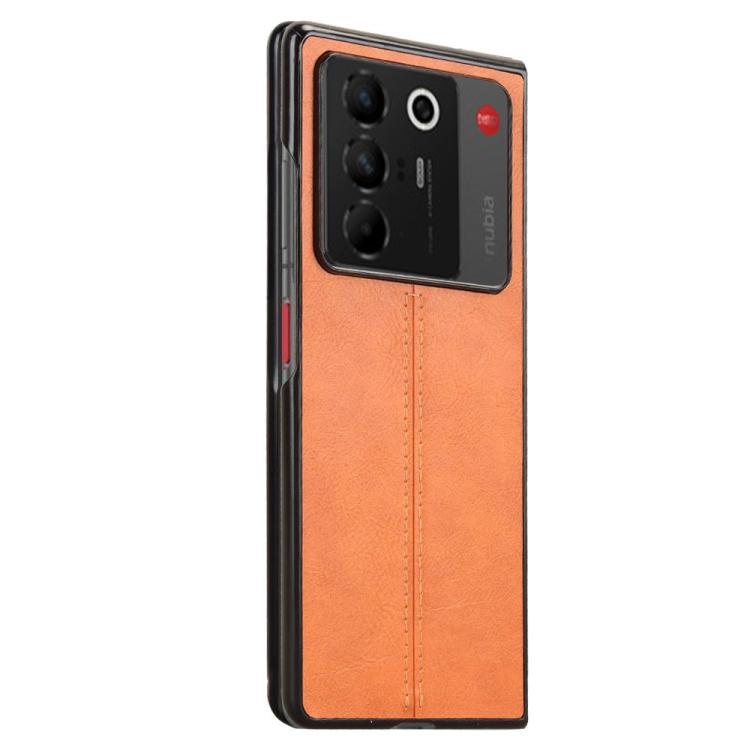 For ZTE Nubia Fold Cow Pattern Sewing Back Cover Phone Case