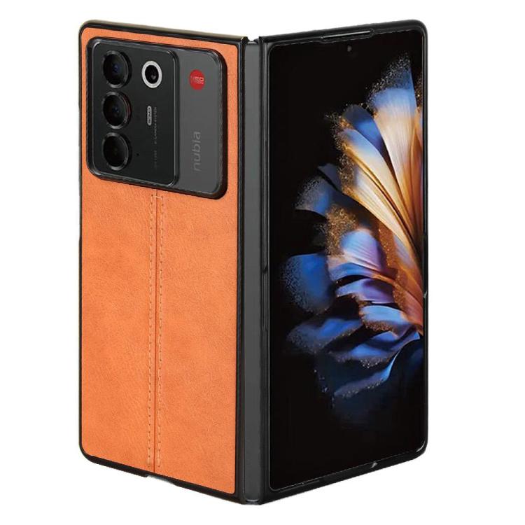 For ZTE Nubia Fold Cow Pattern Sewing Back Cover Phone Case