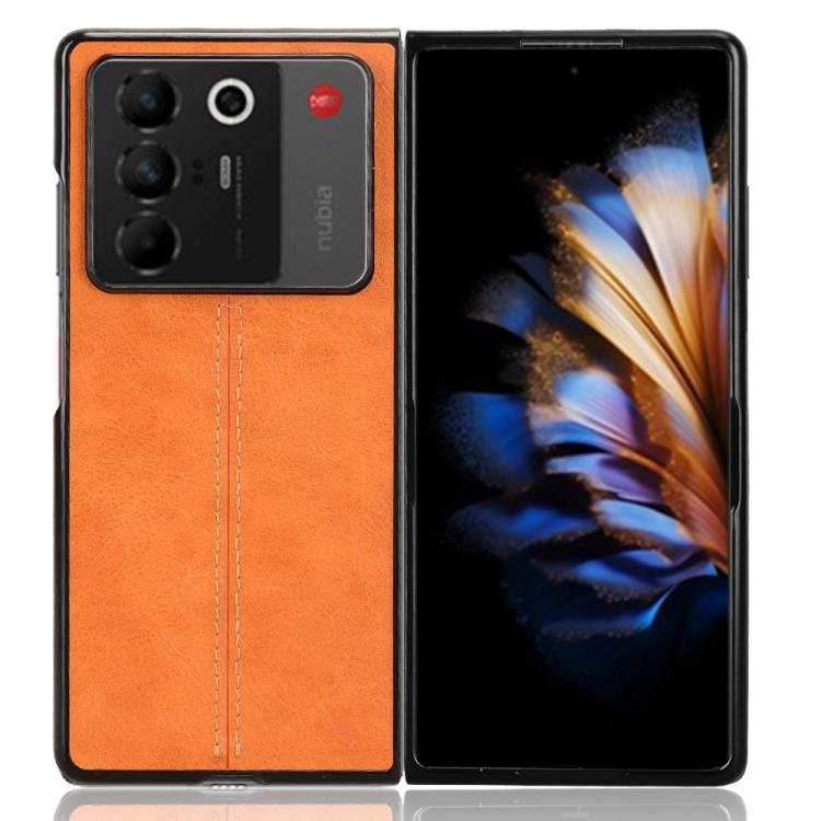 For ZTE Nubia Fold Cow Pattern Sewing Back Cover Phone Case