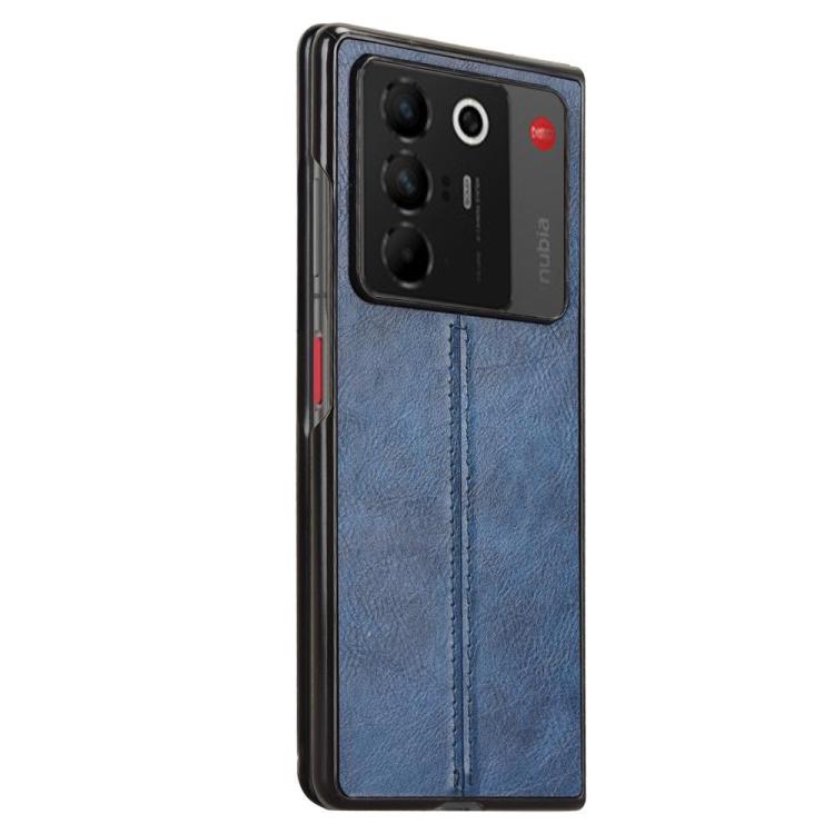 For ZTE Nubia Fold Cow Pattern Sewing Back Cover Phone Case