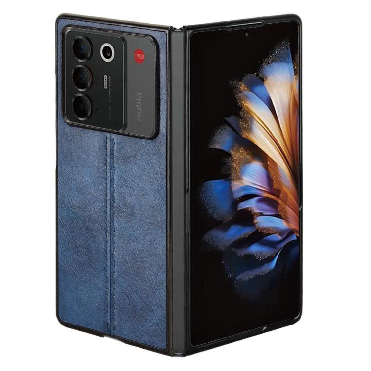 For ZTE Nubia Fold Cow Pattern Sewing Back Cover Phone Case