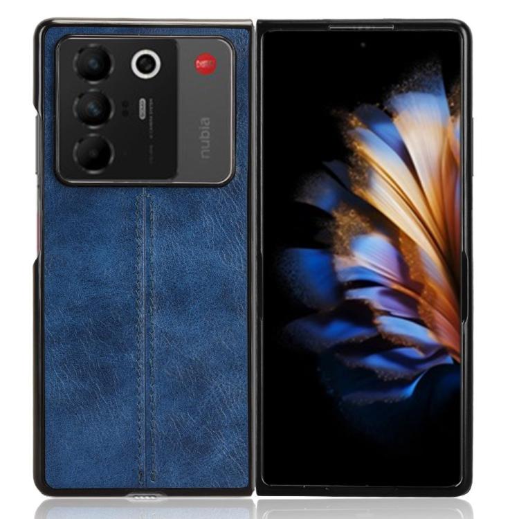 For ZTE Nubia Fold Cow Pattern Sewing Back Cover Phone Case