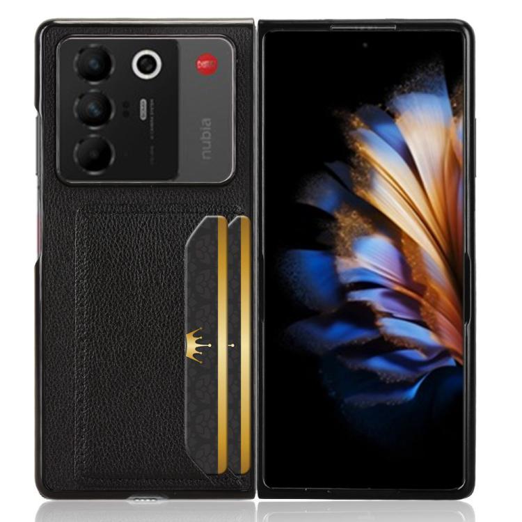 For ZTE Nubia Fold Litchi Texture Card Slots Back Cover Phone Case