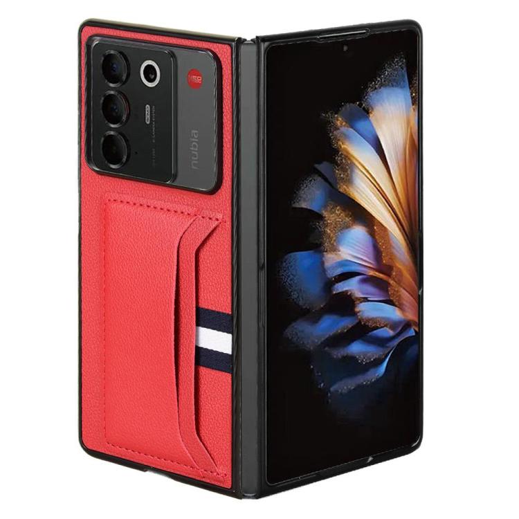 For ZTE Nubia Fold Litchi Texture Card Slots Back Cover Phone Case