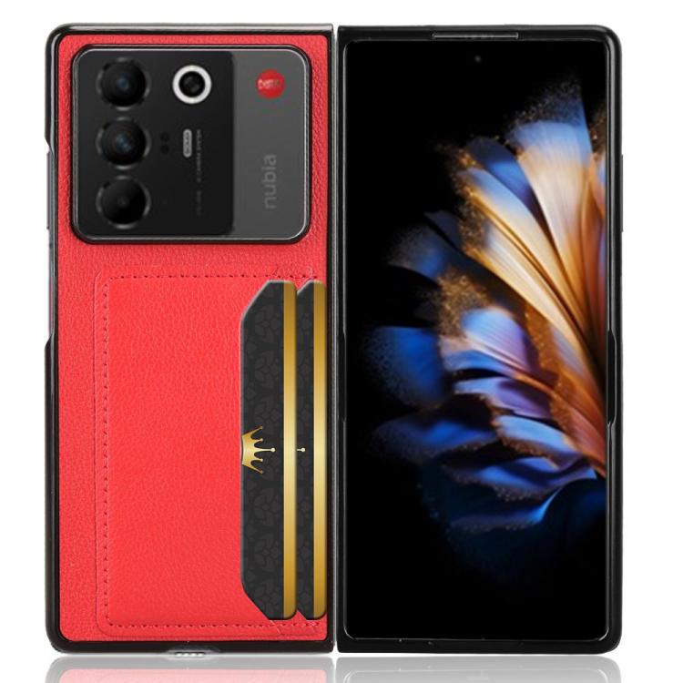 For ZTE Nubia Fold Litchi Texture Card Slots Back Cover Phone Case