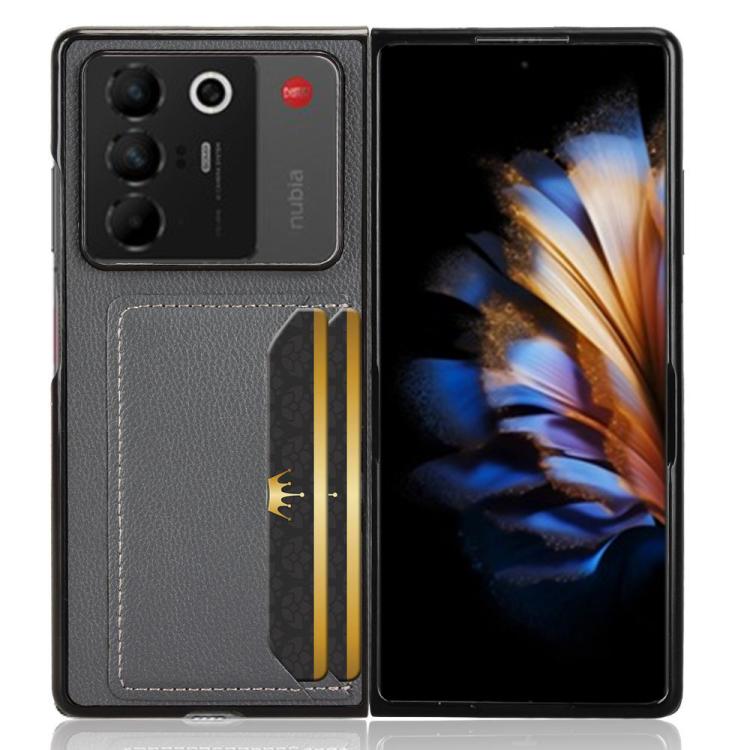 For ZTE Nubia Fold Litchi Texture Card Slots Back Cover Phone Case