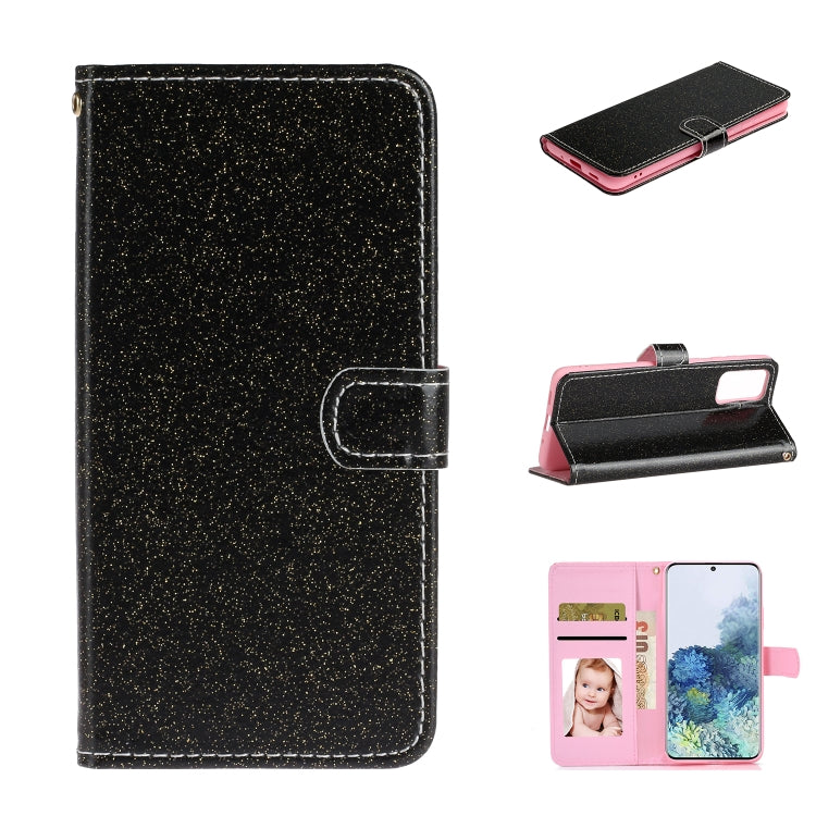 For Samsung Galaxy Note20 Glitter Powder Horizontal Flip Leather Case with Card Slots & Holder & Photo Frame & Wallet & Lanyard