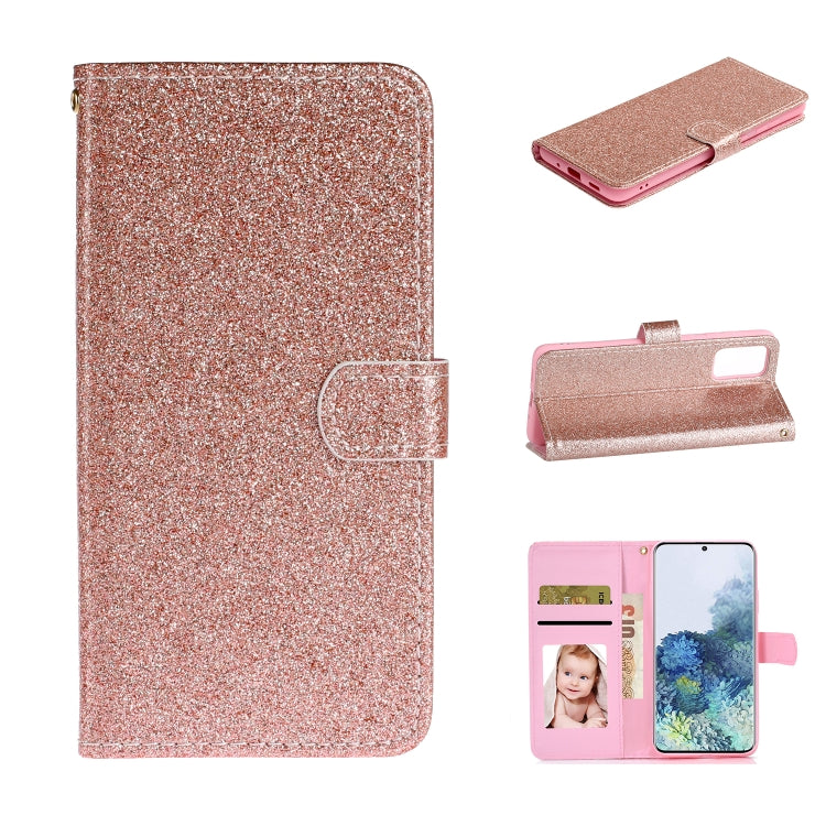For Samsung Galaxy Note20 Glitter Powder Horizontal Flip Leather Case with Card Slots & Holder & Photo Frame & Wallet & Lanyard