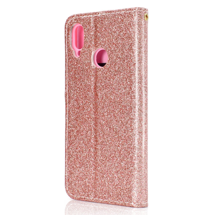 For Huawei Y6p Glitter Powder Horizontal Flip Leather Case with Card Slots & Holder & Photo Frame & Wallet & Lanyard